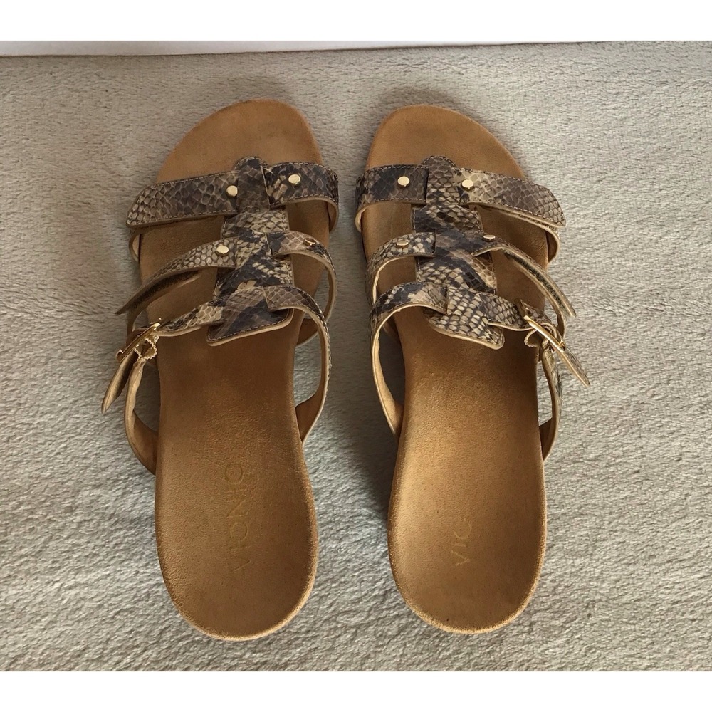 VIONIC Orthaheel PARK RADIA Strap Wedge Sandals * Natural Snake 🌺 Size 8 - Picture 2 of 11